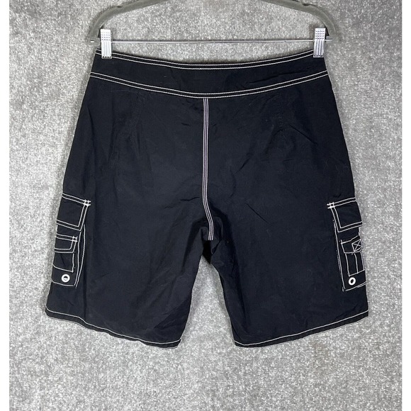 Old Navy Mesh Lined Cargo Board Swim Shorts Mens Size Small Black‎ Pockets - Picture 2 of 7